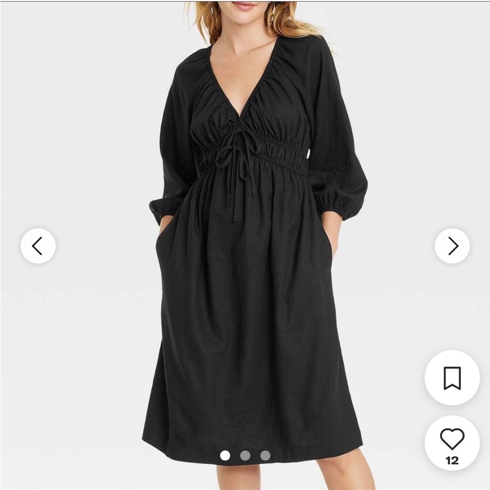 Universal Thread Women's Linen Blend Summer Dress Black Size XS